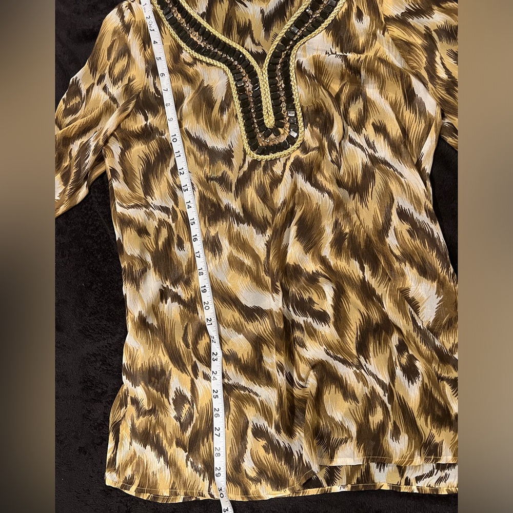 Adrienne Vittadini Beaded Leopard Top